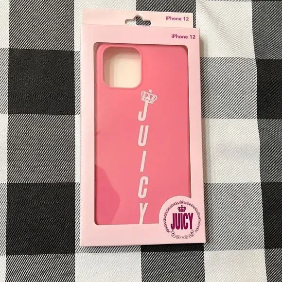 NWT Juicy Couture iPhone 12 Case Queen Carnation Pink & White Durable Comfy Feel - Picture 1 of 7